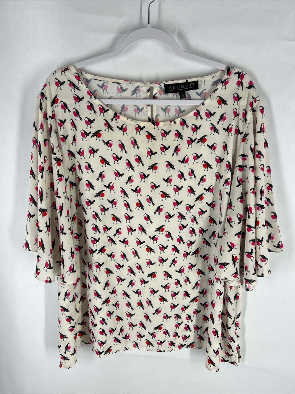 ELOQUII Robin Print Flutter Sleeve Blouse Size 18